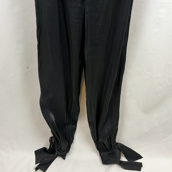 Nasty‎ Gal Black Satin Belted Strapless Jumper Jumpsuit with Ties Size 4 - Picture 9 of 16